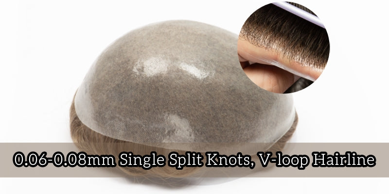 0.06–0.08 mm Single‑Split‑Knots Full Skin Base Hair System