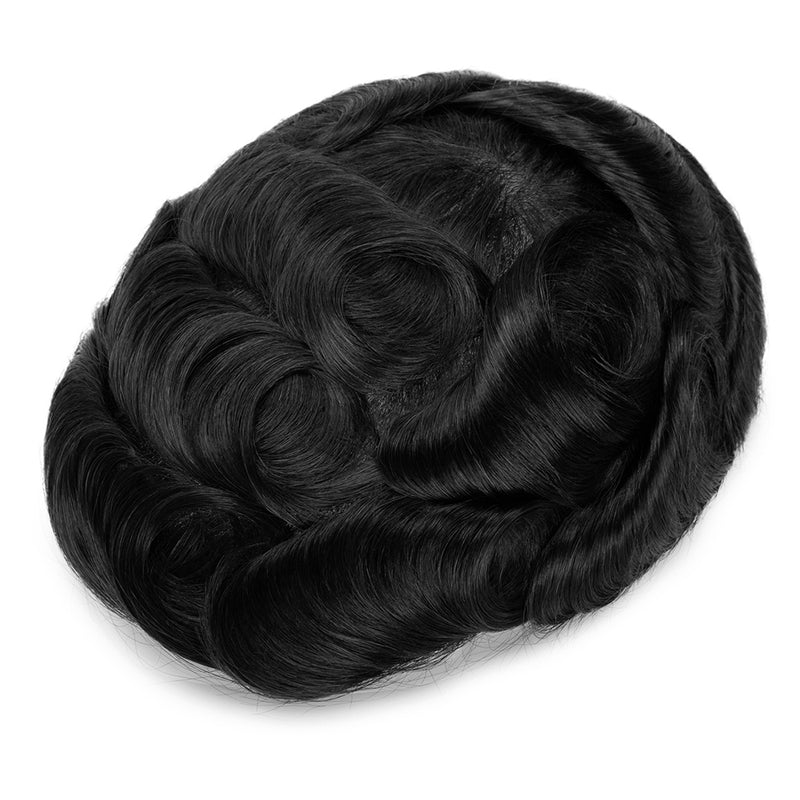 Q6 base Men's Non Surgical Hair Replacement | Swiss Lace With Skin Poly Back and Middle| Best for Daily Wear