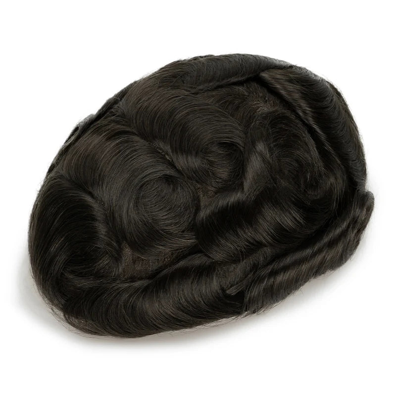 Q6 base Men's Non Surgical Hair Replacement | Swiss Lace With Skin Poly Back and Middle| Best for Daily Wear