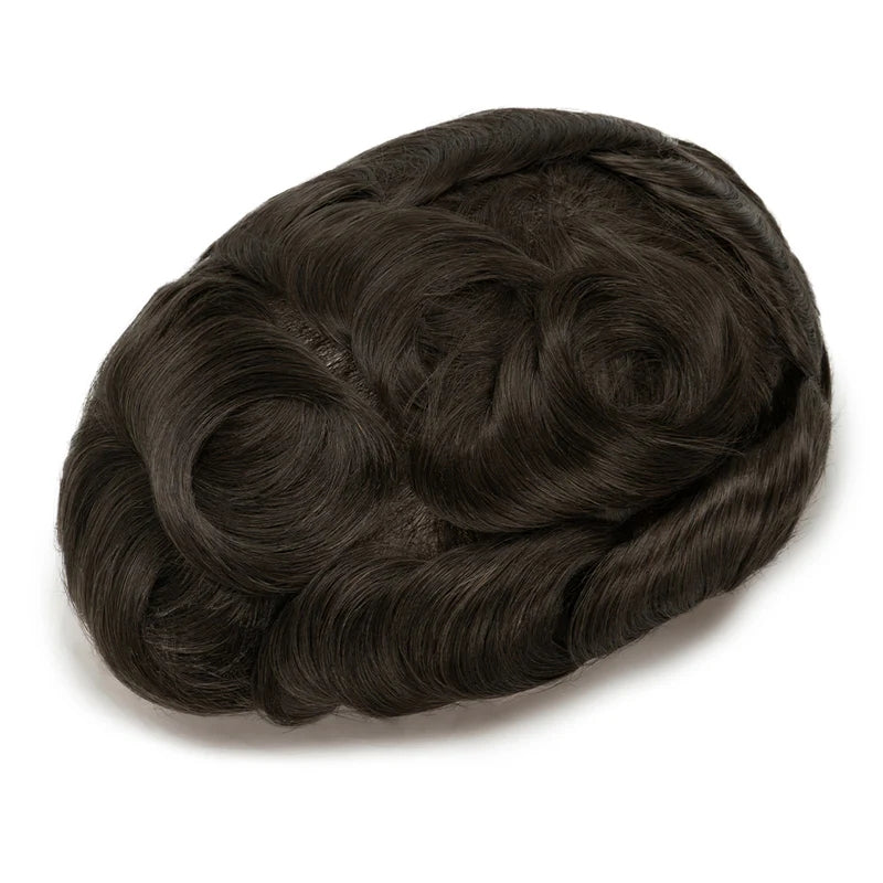 Q6 base Men's Non Surgical Hair Replacement | Swiss Lace With Skin Poly Back and Middle| Best for Daily Wear
