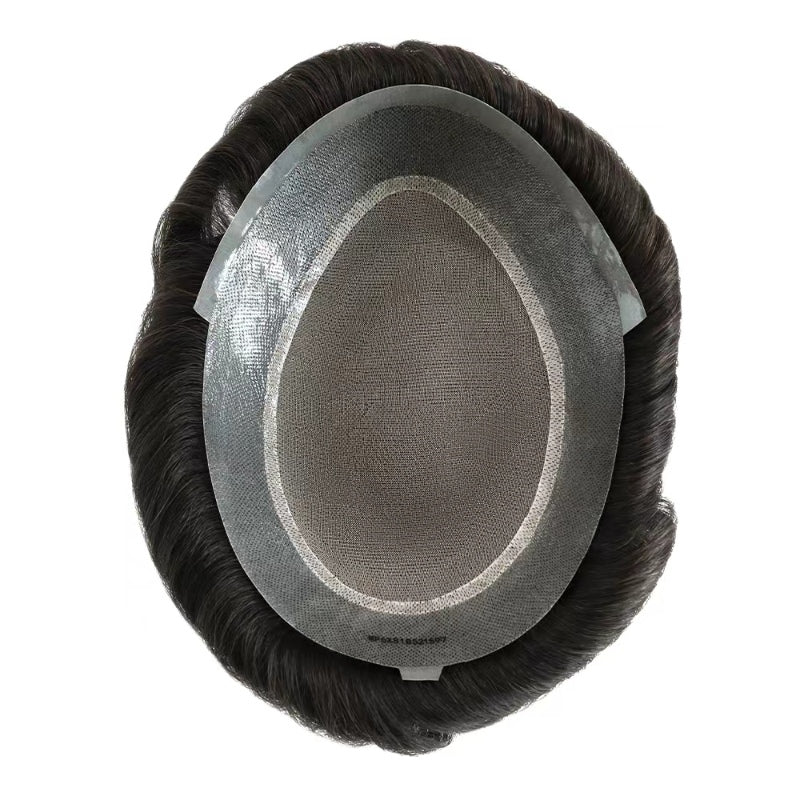 Mono PU| Mono Mesh Crown + PU| Men Toupee Breathable Wig Natural Hairline Human Hair System