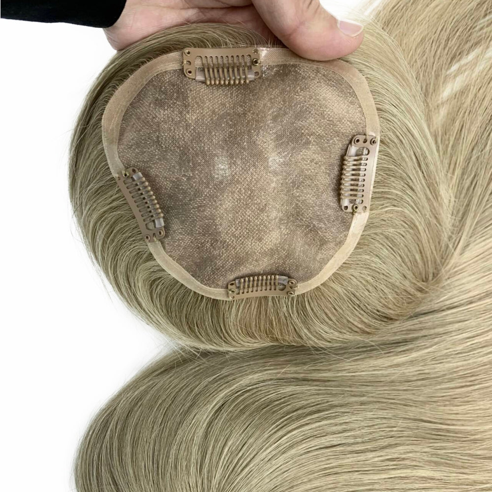 5*5" Fine Mono High-Grade Remy Human Hair Topper With Fine Brazilian Remy Hair