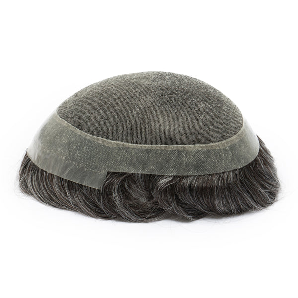Australia Base: Men's Half Wig | Swiss Lace in Center with Poly skin All Around | Must Have for Traveling