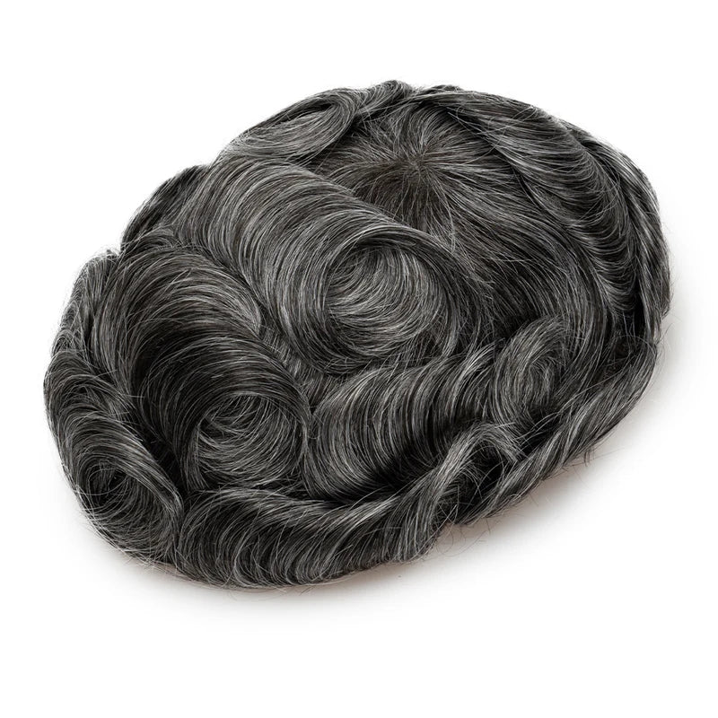 Q6 base Men's Non Surgical Hair Replacement | Swiss Lace With Skin Poly Back and Middle| Best for Daily Wear