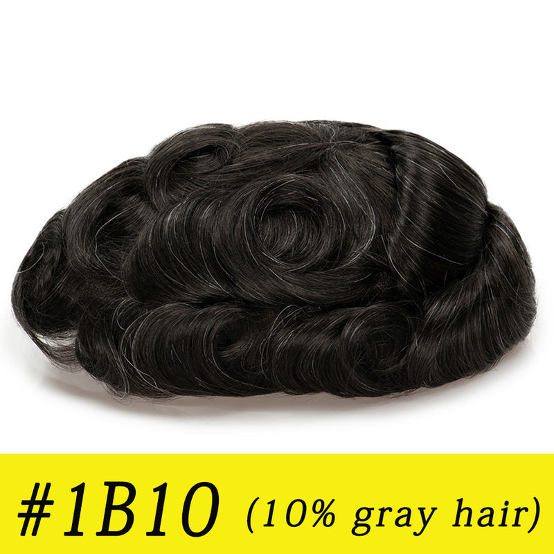 Q6 base Men's Non Surgical Hair Replacement | Swiss Lace With Skin Poly Back and Middle| Best for Daily Wear