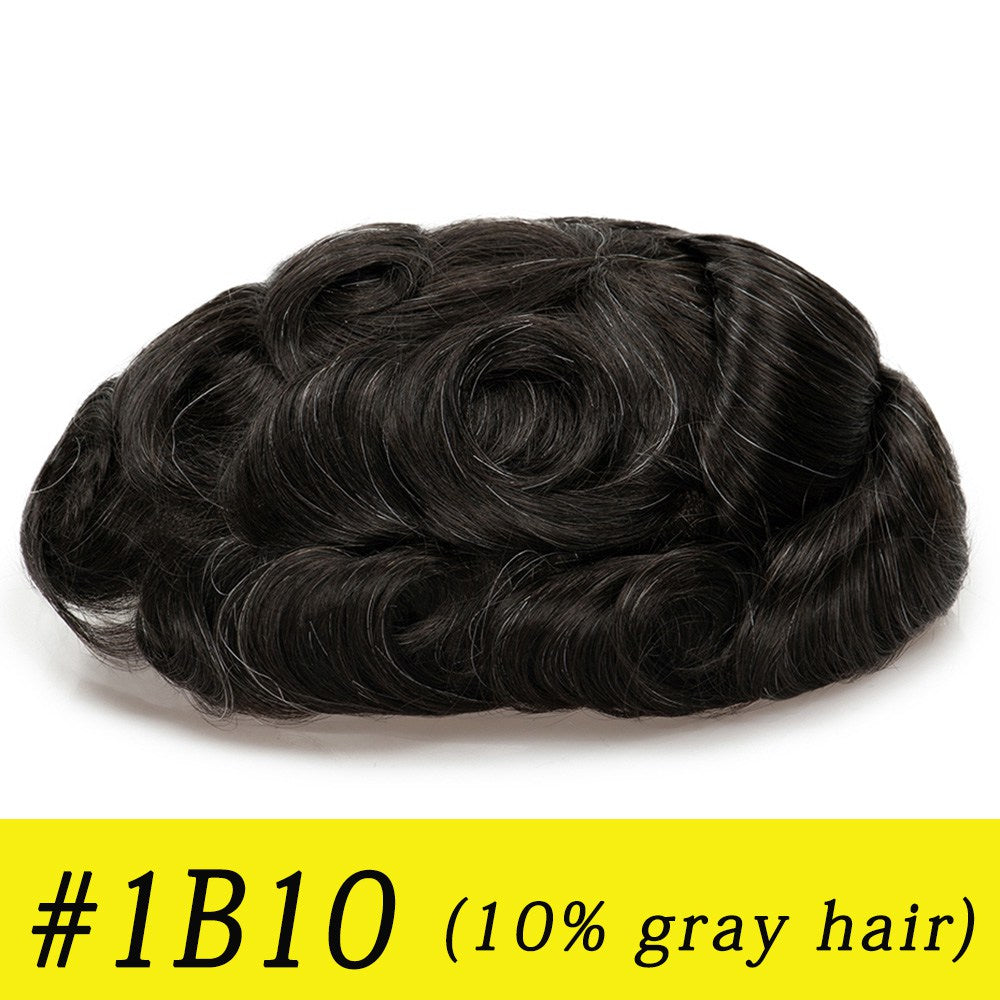 3PCS| Breathable Q6 base Men's Non Surgical Hair Replacement | Swiss Lace With Skin Poly Back and Middle| Best for Daily Wear