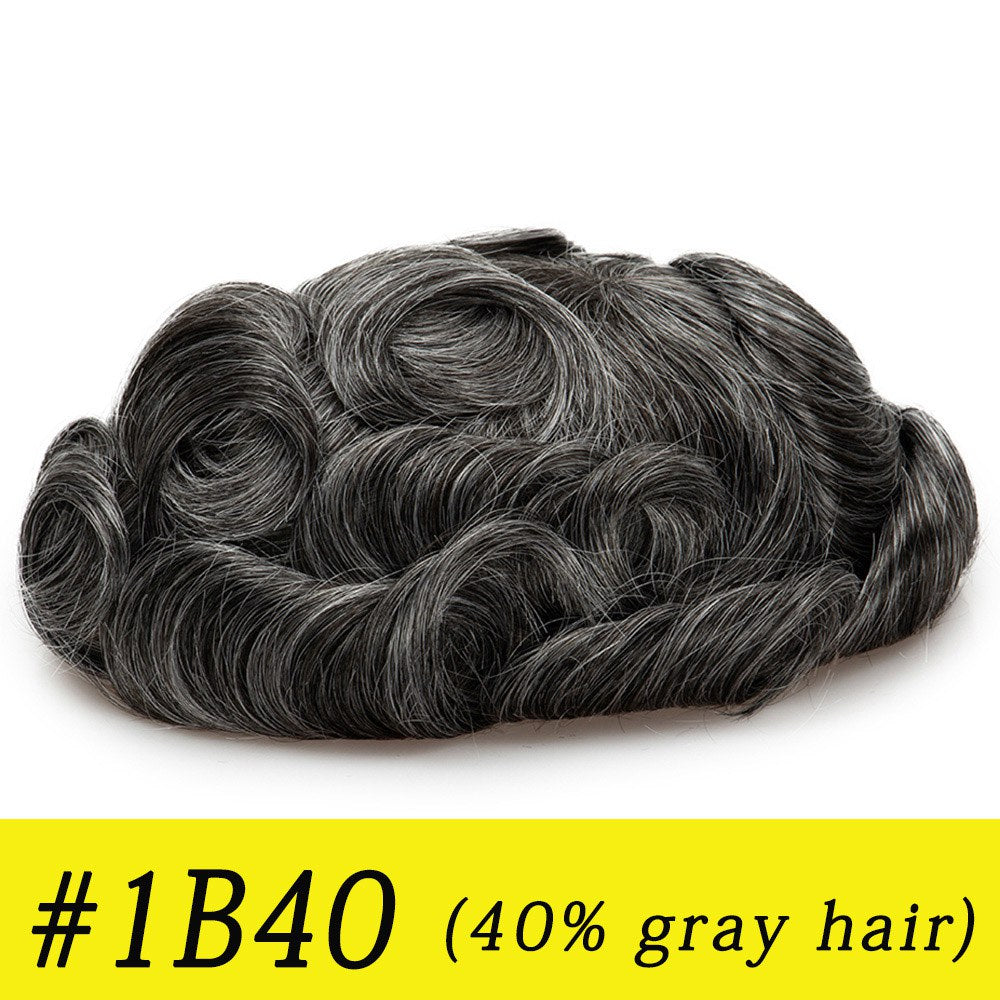 3PCS| Breathable Q6 base Men's Non Surgical Hair Replacement | Swiss Lace With Skin Poly Back and Middle| Best for Daily Wear