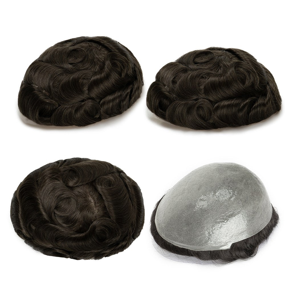Single-knotted Mirage | Toupee for Men | 0.06-0.08mm Full Super Thin Skin Base | Thicker Hair and More Durable