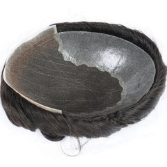 Q6 base Men's Non Surgical Hair Replacement | Swiss Lace With Skin Poly Back and Middle| Best for Daily Wear