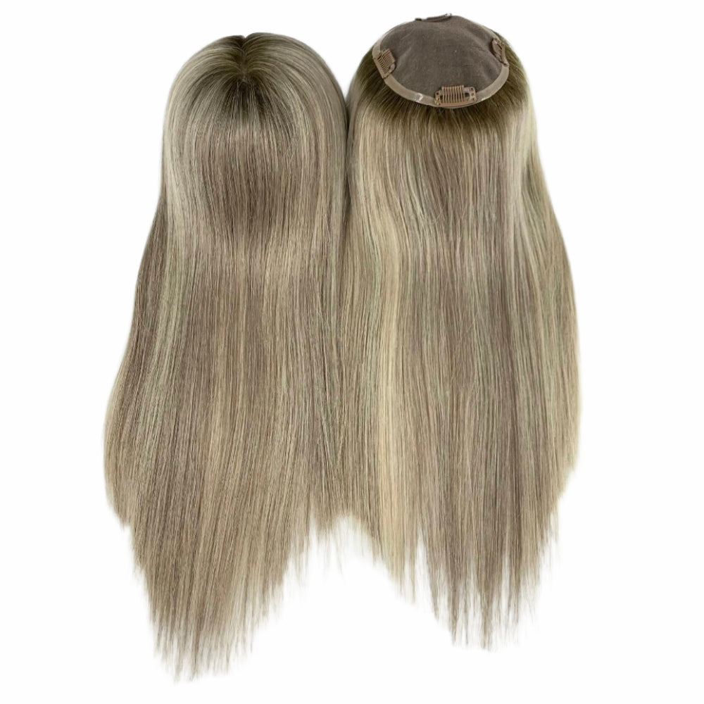 5*5" Fine Mono High-Grade Remy Human Hair Topper With Fine Brazilian Remy Hair