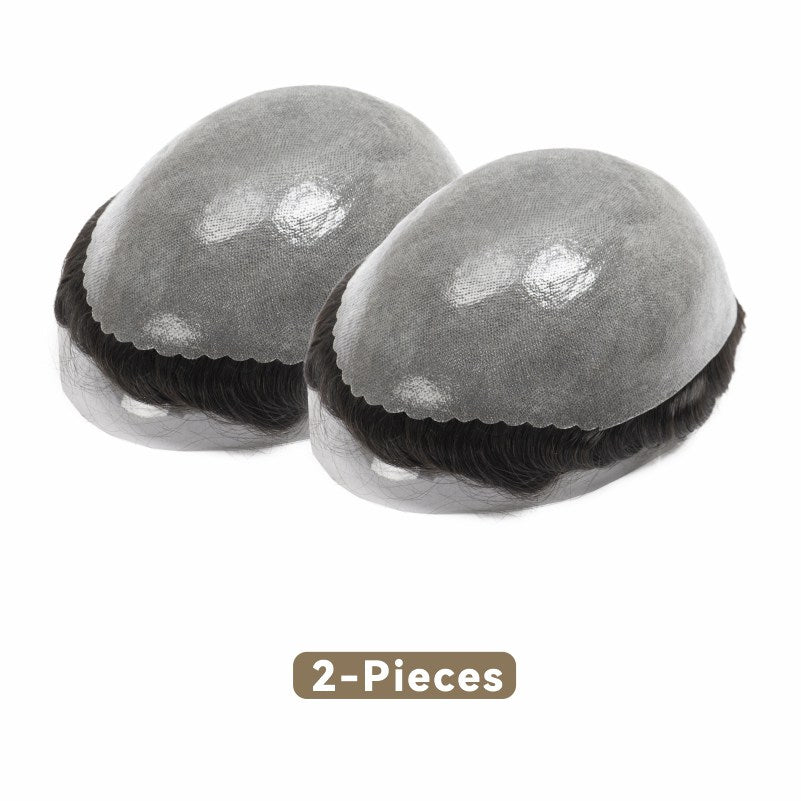 2PCS| 0.10-0.12mm Double Knots Full Skin Base |Men's Hair Unit| Men's Hairstyle for Thin Hair