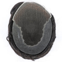 Q6 base Men's Non Surgical Hair Replacement | Swiss Lace With Skin Poly Back and Middle| Best for Daily Wear