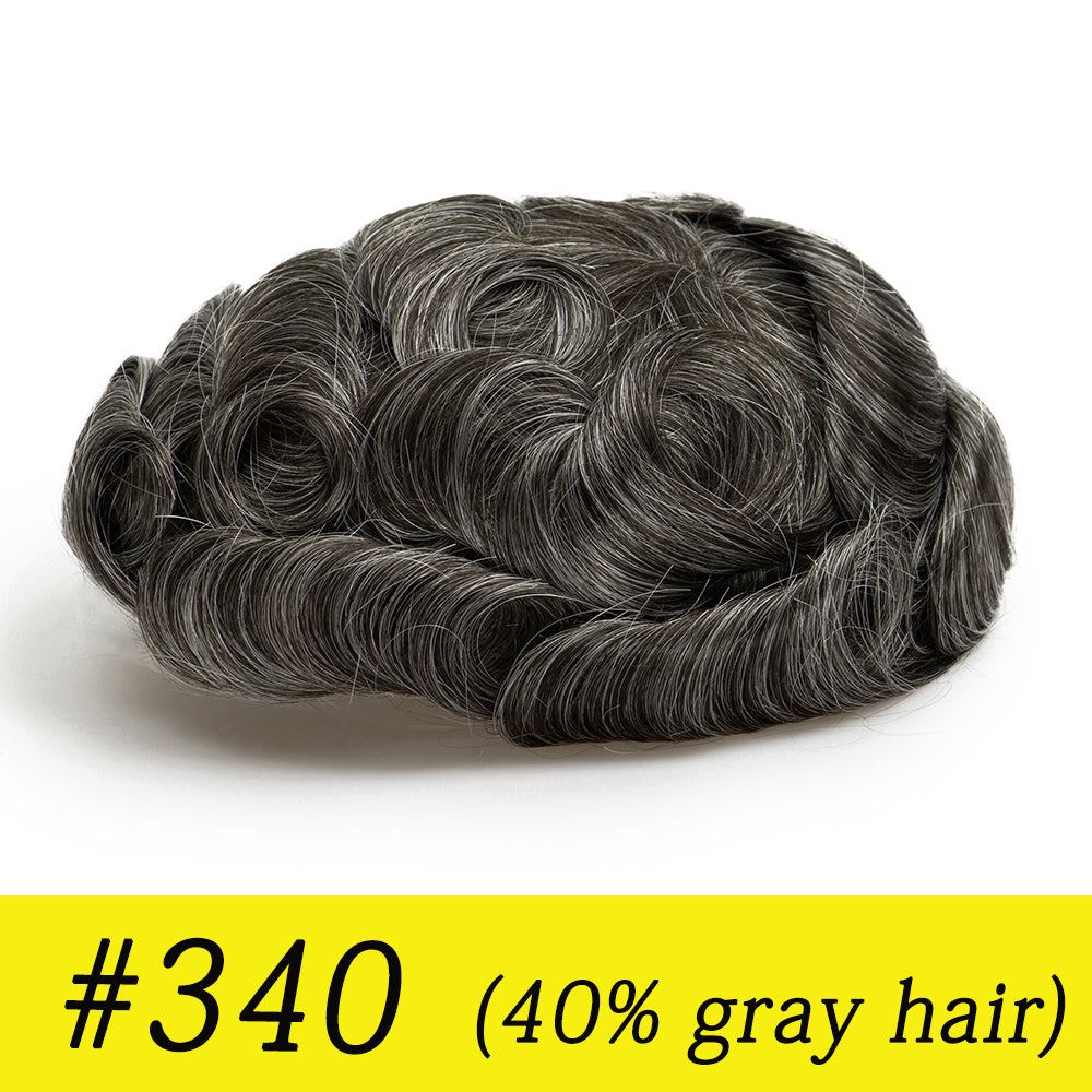 Single-knotted Mirage | Toupee for Men | 0.06-0.08mm Full Super Thin Skin Base | Thicker Hair and More Durable