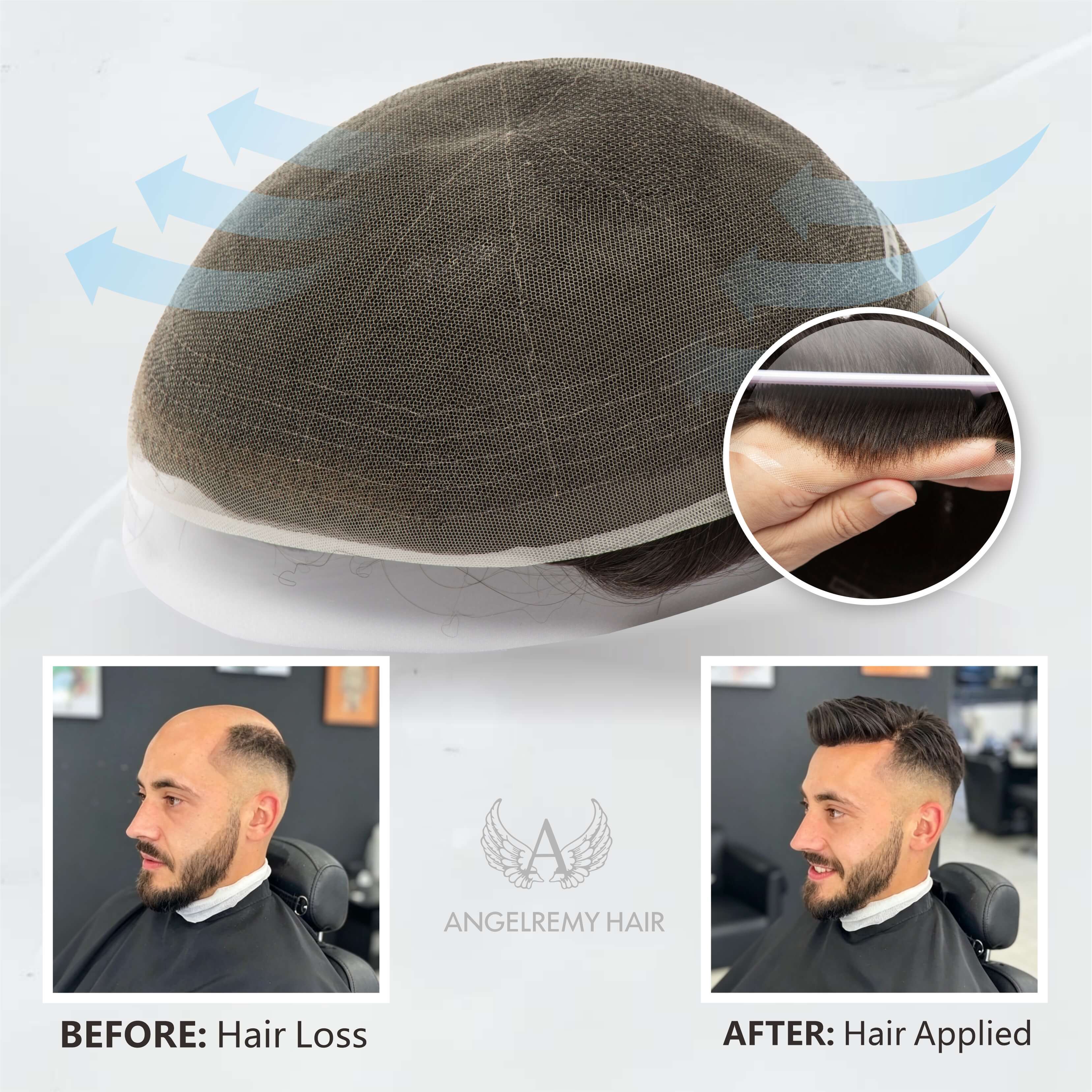Full French Lace: Men's Lace Toupee | Full French Lace Base | Suitable for Humid Climate