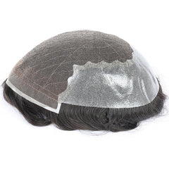 Q6 base Men's Non Surgical Hair Replacement | Swiss Lace With Skin Poly Back and Middle| Best for Daily Wear