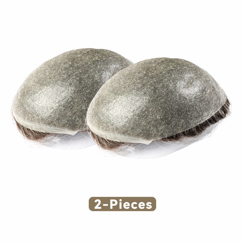 2PCS| 0.04-0.06mm Full Super Thin Skin Single Split Knots Base |Upgrade Mirage | Toupee for Men | Celebrities Choice