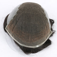 Q6 base Men's Non Surgical Hair Replacement | Swiss Lace With Skin Poly Back and Middle| Best for Daily Wear