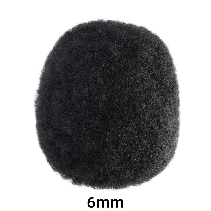 Afro Curly |0.1-0.12mm Durable Full Skin Base | Toupee for Men | Afro Style Hair System|130% Density| Size 8''x10''