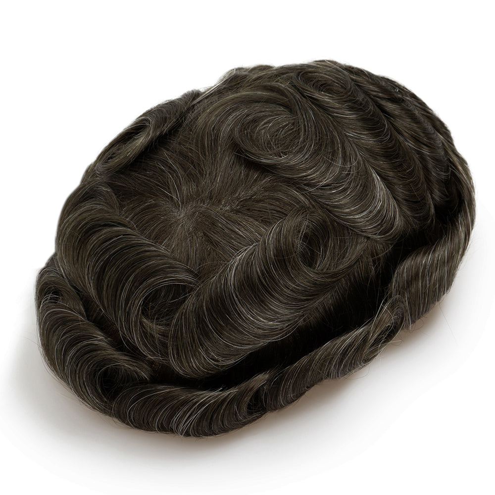 NG0304|0.03-0.04mm V Loop | Mens Hair System Ultra Thin Skin| Full V-loop, Natural, Transparent, Soft