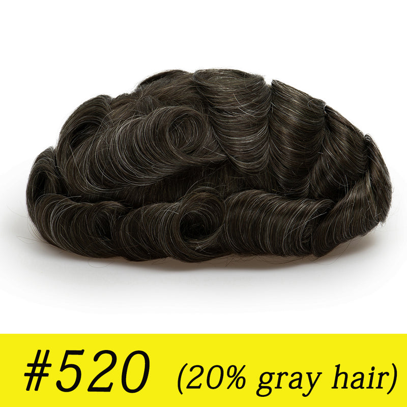 Single-knotted Mirage | Toupee for Men | 0.06-0.08mm Full Super Thin Skin Base | Thicker Hair and More Durable