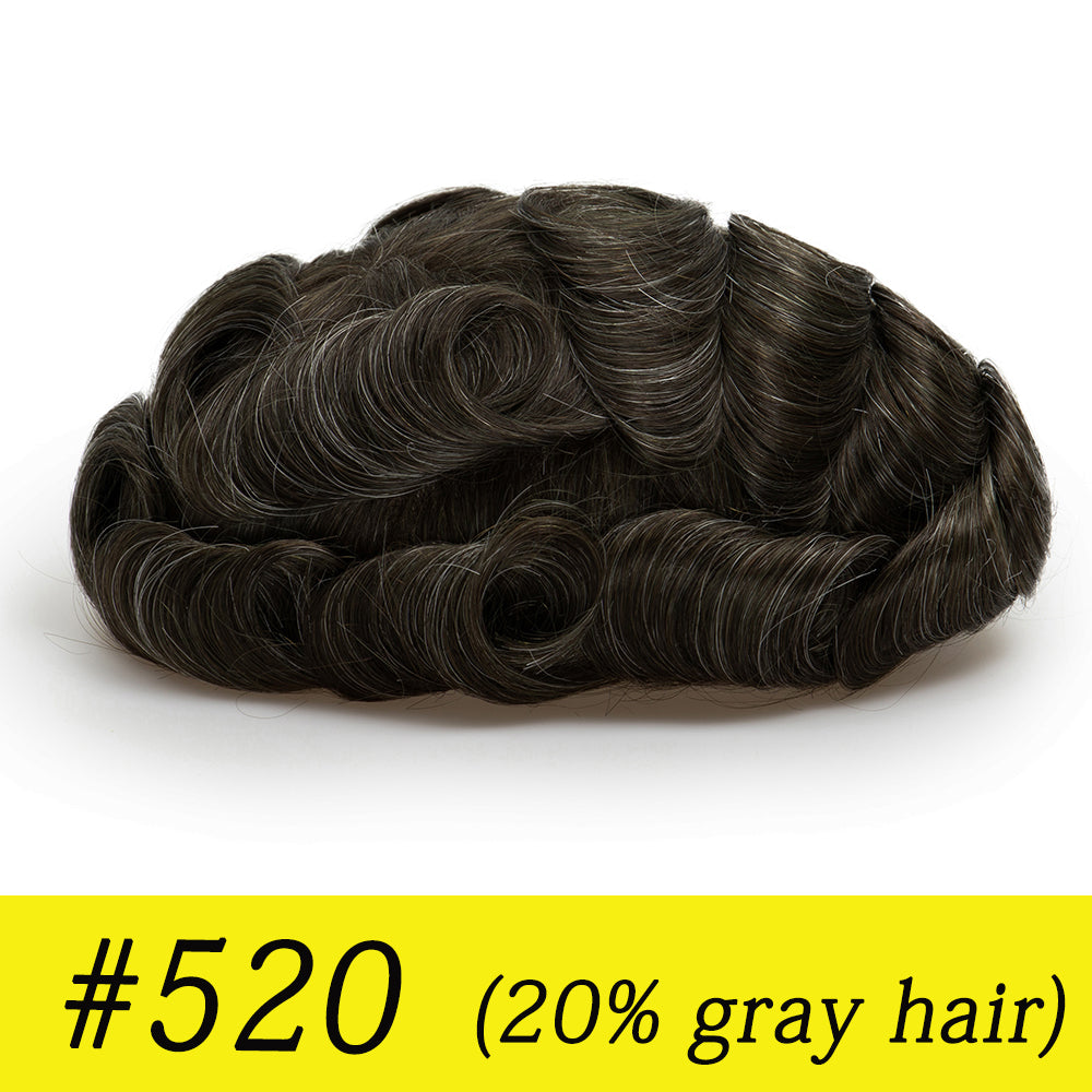Single-knotted Mirage | Toupee for Men | 0.06-0.08mm Full Super Thin Skin Base | Thicker Hair and More Durable