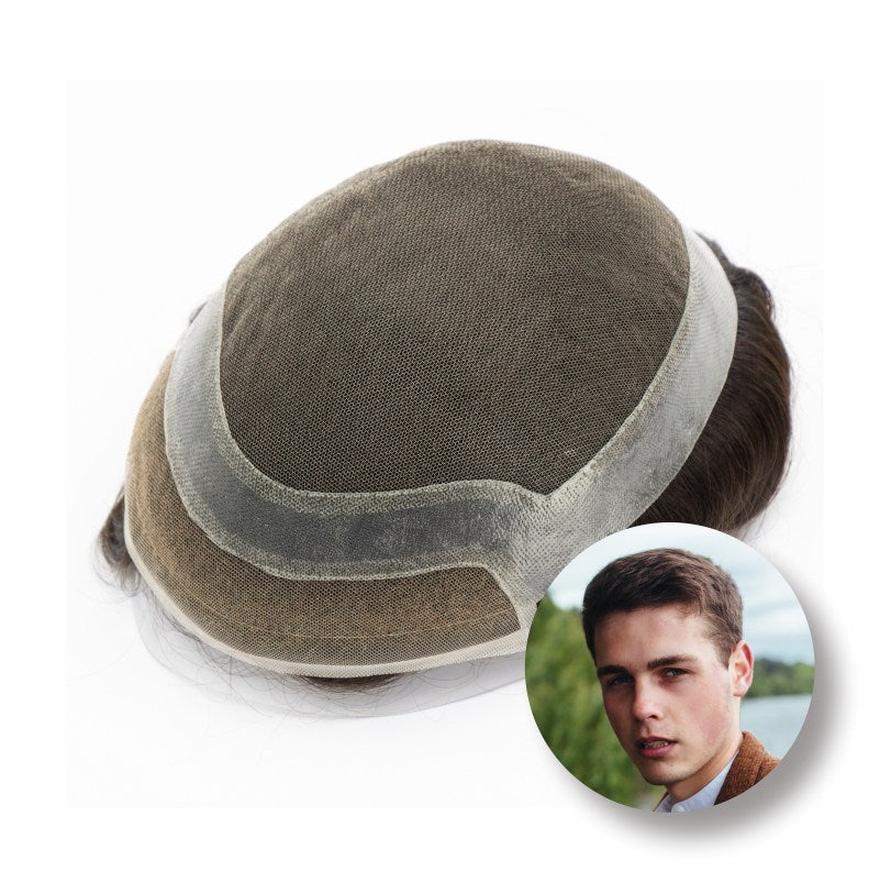 Hollywood Base Hair System for Men | Full Lace in Center with 1'' Thin Skin Around and 1/2'' Lace in the Front | Hollywood Style