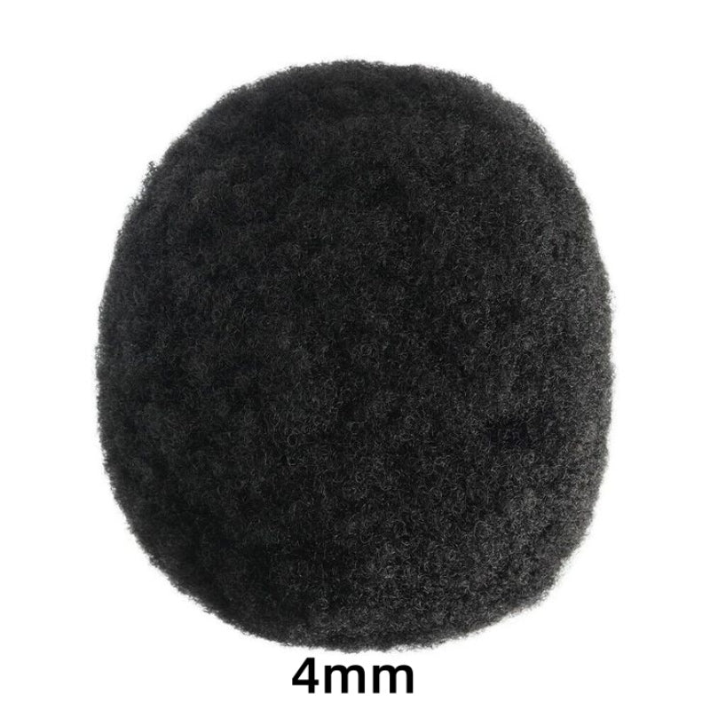 Afro Curly |0.1-0.12mm Durable Full Skin Base | Toupee for Men | Afro Style Hair System|130% Density| Size 8''x10''