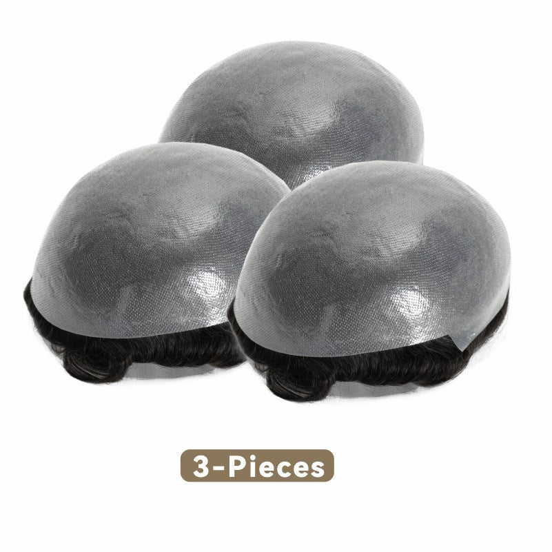 3PCS| 0.06-0.08mm Single Split-knotted Mirage | Toupee for Men |  Full Super Thin Skin Base | Thicker Hair and More Durable