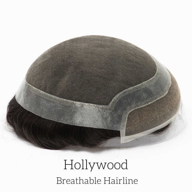 Hollywood Base Hair System for Men | Full Lace in Center with 1'' Thin Skin Around and 1/2'' Lace in the Front | Hollywood Style
