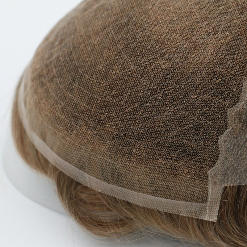 Q6 base Men's Non Surgical Hair Replacement | Swiss Lace With Skin Poly Back and Middle| Best for Daily Wear