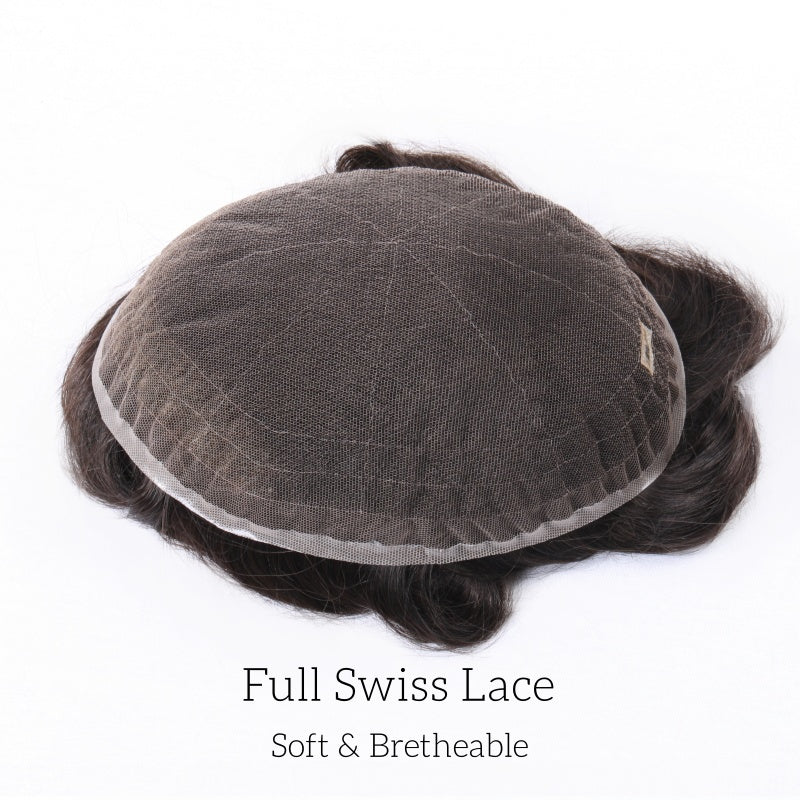 2PCS| Full Swiss Lace: Hair System for Bald Men | Full Swiss Lace Base | Best for Active Lifestyle