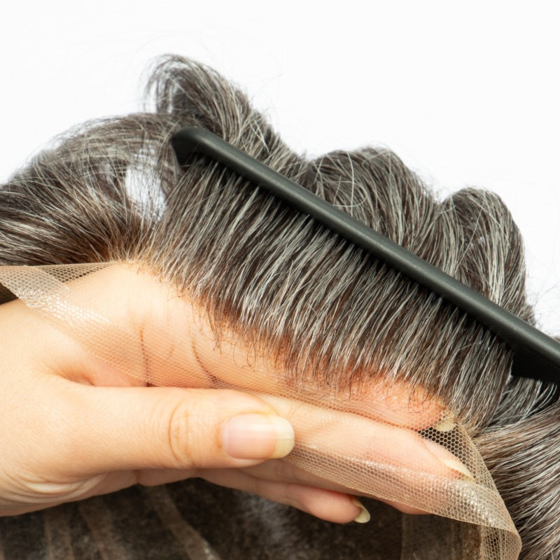 Versalite Base| Lace Front + MONO Mesh + PU Men Toupee Lace Hairline Wig Natural Hairline Human Hair System