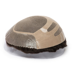Fine Mono Hairpiece for Men With NPU Gauze Perimeter and Skin Front