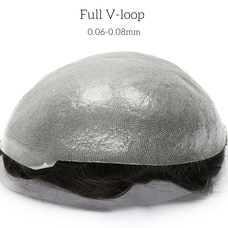 0.06-0.08 mm V Loop| Bio Skin Hair System for Men | No-shine under Lights, Blends Well with Your Skin