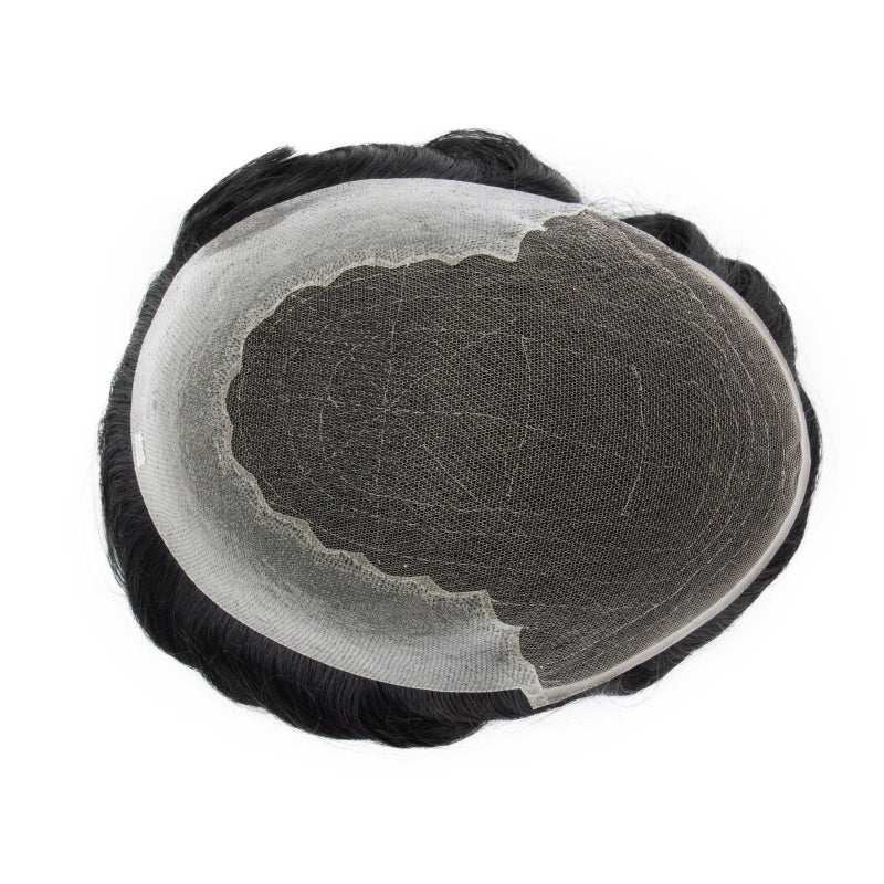 Q6 base Men's Non Surgical Hair Replacement | Swiss Lace With Skin Poly Back and Middle| Best for Daily Wear