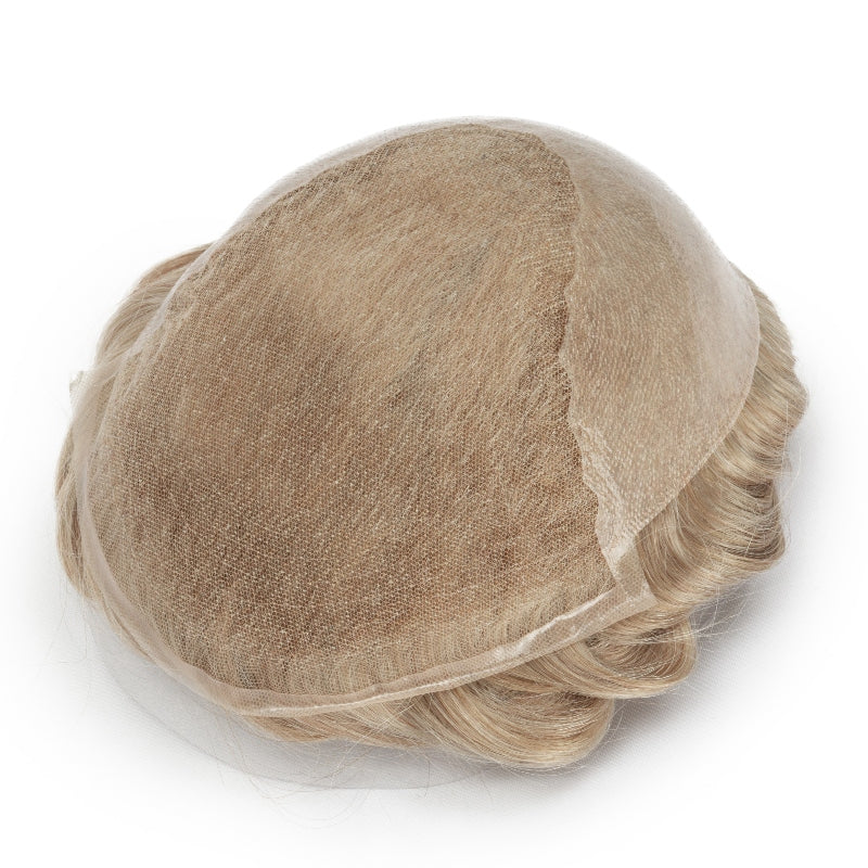 Q6 base Men's Non Surgical Hair Replacement | Swiss Lace With Skin Poly Back and Middle| Best for Daily Wear