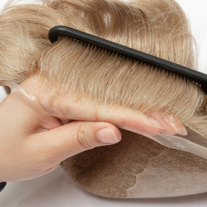 Q6 base Men's Non Surgical Hair Replacement | Swiss Lace With Skin Poly Back and Middle| Best for Daily Wear