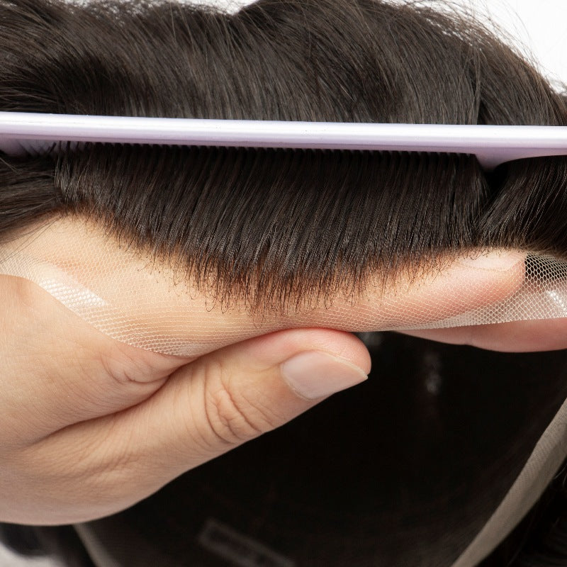 Hollywood Base Hair System for Men | Full Lace in Center with 1'' Thin Skin Around and 1/2'' Lace in the Front | Hollywood Style
