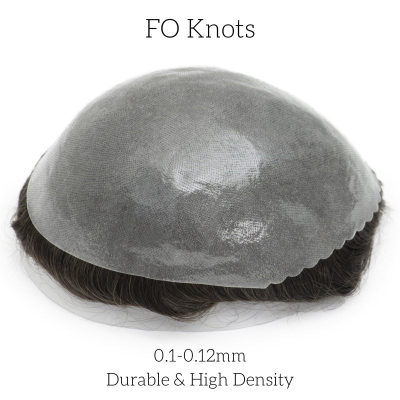 0.10-0.12mm Double Knots Full Skin Base | Men's Hair Unit | Men's Hairstyle for Thin Hair